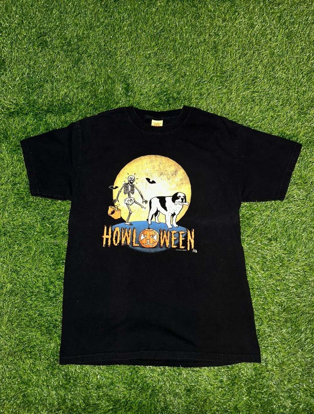Vintage 1997 Big Dogs Howl O Ween Halloween T-Shirt Skeleton Dog Size Small/Medi